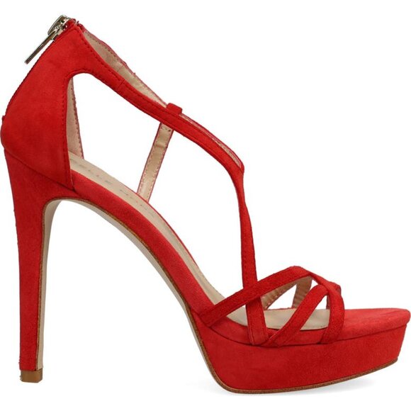Bashwood Handmade Red Suede Leather Heeled Sandal